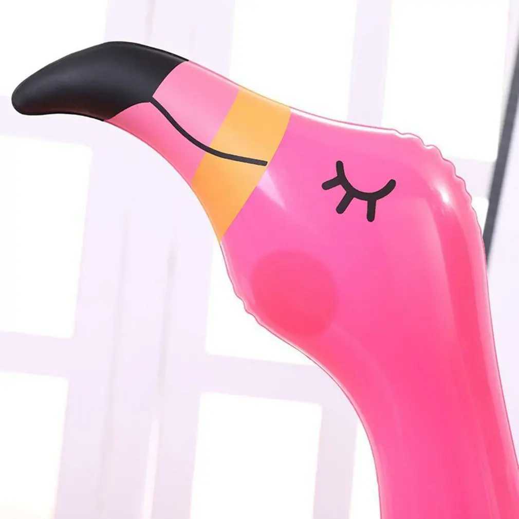 Andra pooler spashg bärbara uppblåsbara flamingo huvudhatt med 4st kastar vattenspel för familjefest rosa pvc material pooler roliga leksaker yq240129