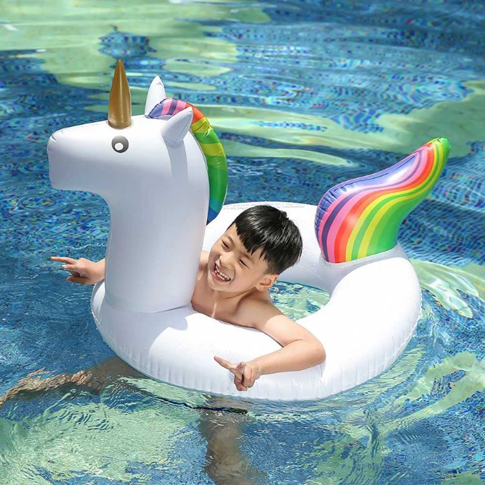 Andra pooler SPASHG Giant Unicorn för vuxna barn Uppblåsbar simning Ringrör som flyter utomhusbadsätet Pool Beach Party Water Sports Toys YQ240129