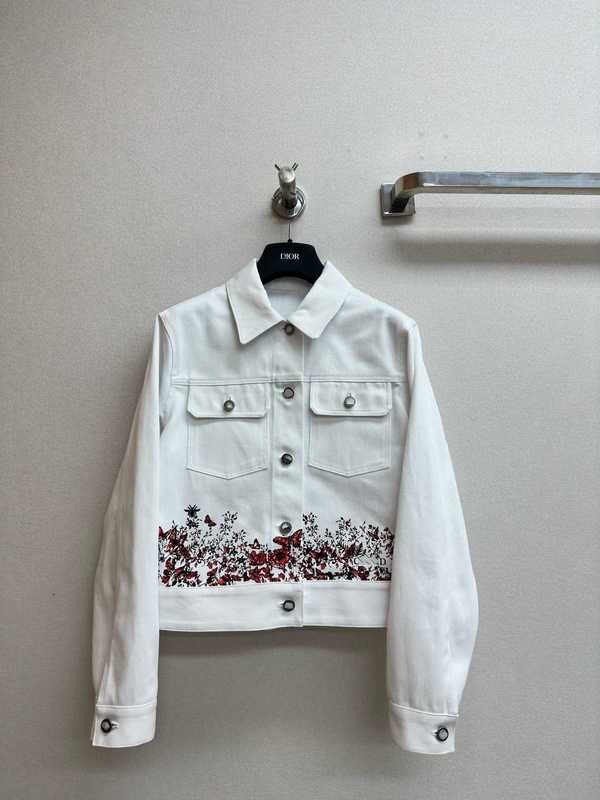 Women's Jackets designer White soft denim short butterfly flower embroidered jacket for women's early spring 2024 new loose embroidery top 0G1P