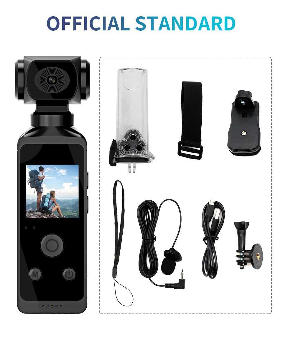 Kamery wideo akcji sportowej Nowe 4K 1080p kieszeni kamera HD CAM 1.3 Ekran LCD 270 Rotatable Wi -Fi Mini Sports Camera z wodoodpornymi kamerami ruchu obudowy YQ240129