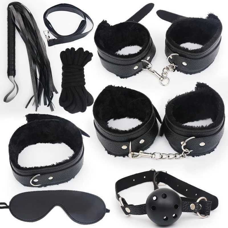 Adult Toys Sex Bondage Kit Adult Games Set BDSM Handcuff Footcuff Whip Rope Blindfold for Couples Erotic Toys SM Products