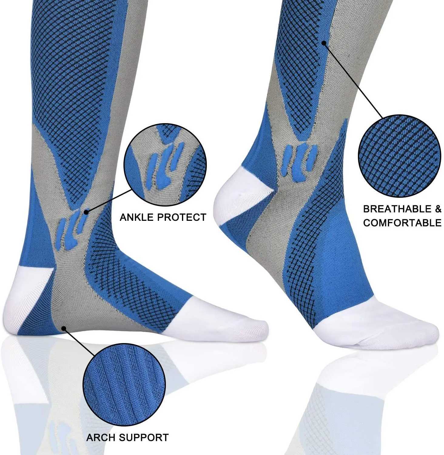 Chaussettes de sport es de chaussettes de compression femmes hommes bas d'allaitement médicaux 20-30 mmHg chaussettes de sport pour marathon cyclisme varices YQ240126