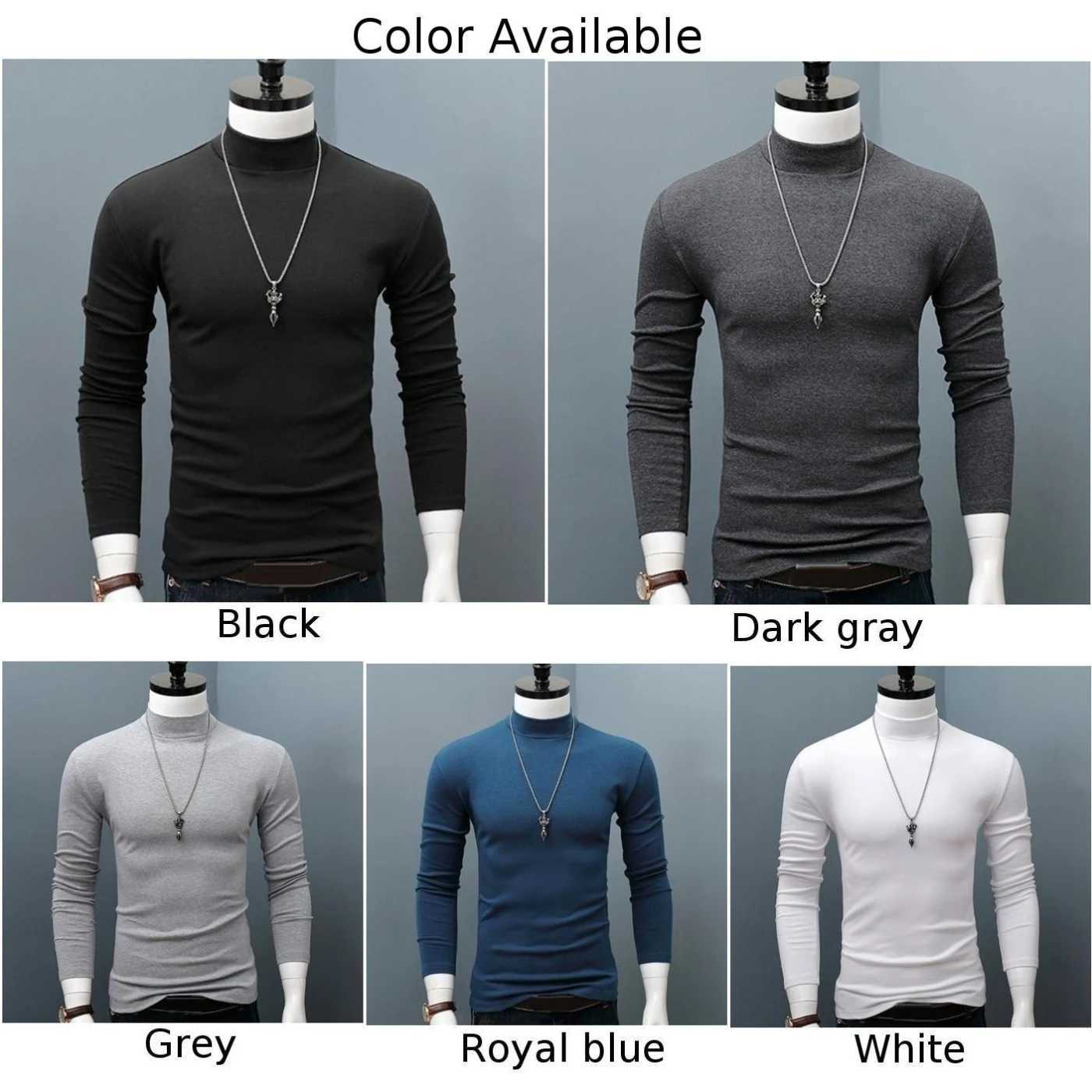 Herren T-Shirts Herren Mock Neck Basic Bluse Winter Thermo T-Shirt Einfarbig Kleidung Pullover Langarm Top Warm Bequem Rollkragen Unterwäsche