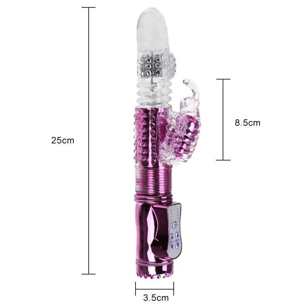 Vibrateurs Femelle Double Vibrateur Sex Toy Rotation 6 Vitesse Papillon Gode G Spot Vagin Clitoris Stimulateur Télescopique Rotatif Vibrateur