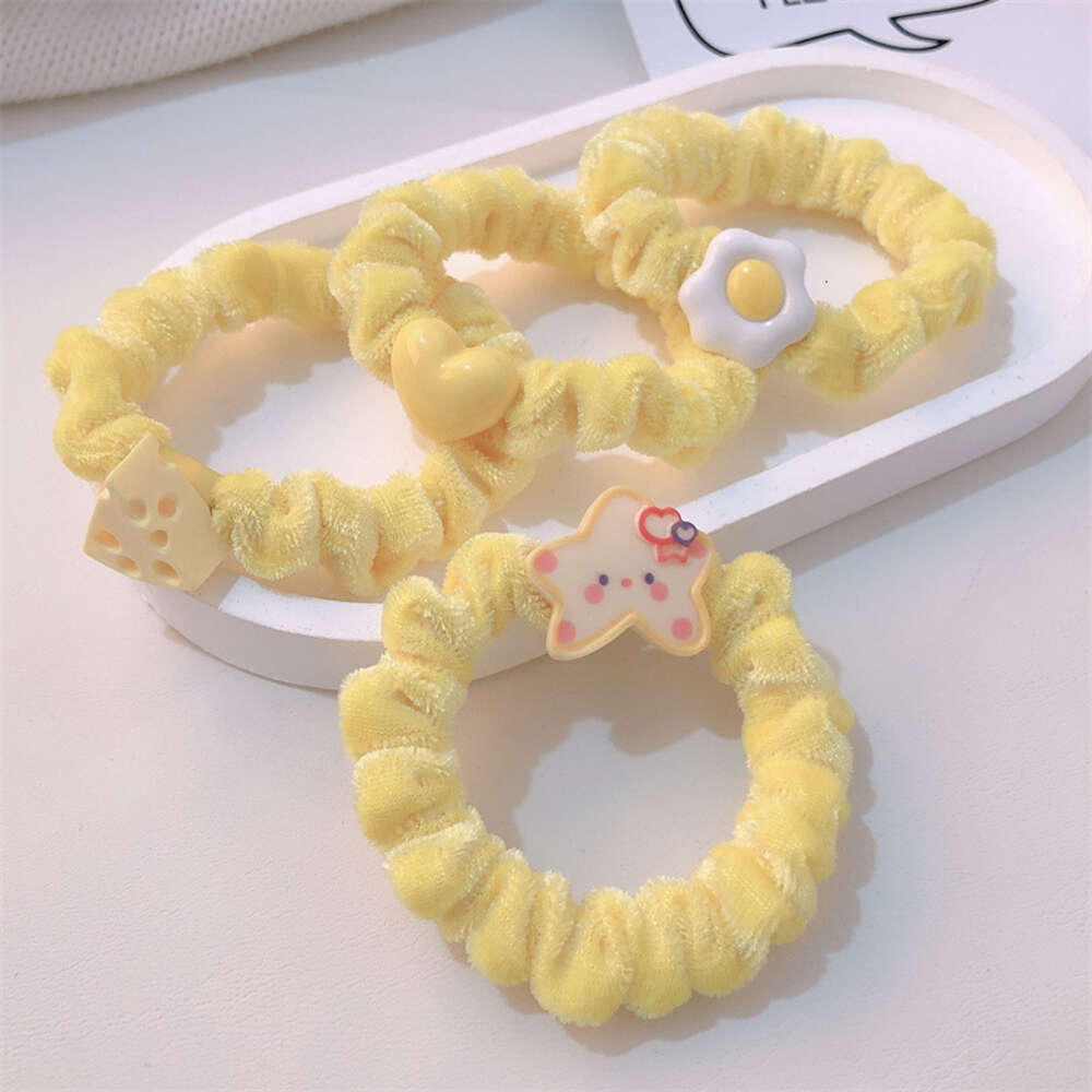 Cute Star Pouch Egg Small Intestine Ring Girl Heart Autumn and Winter Plush High Elastic Horsetail Hair Rope Accessories