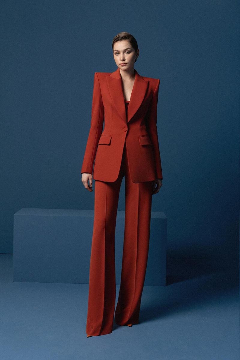 Dark Red Women Pants Suits Spring Fashion Mother Of Bride Blazer Tuxedos Custom Made Wear Trousers Sets