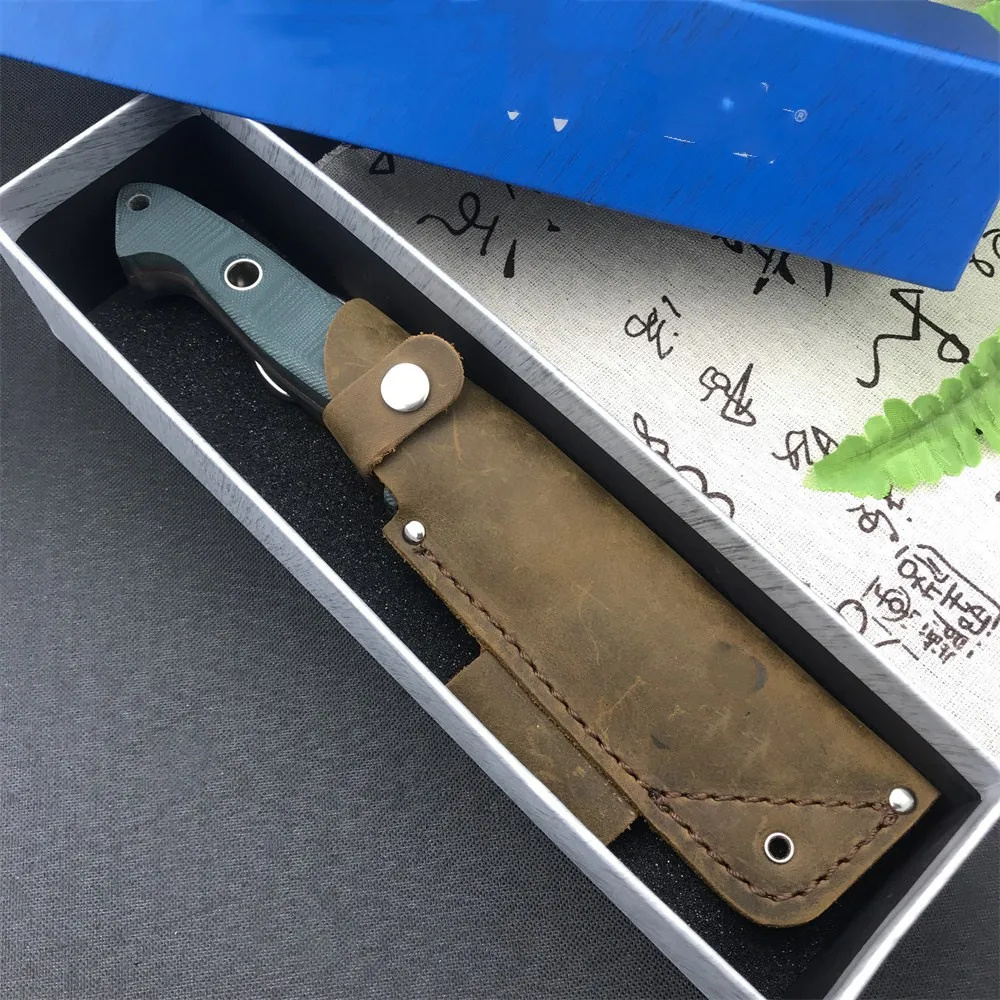 9 tum BM 162 BUSHCRAFTER LÄDER SHEAT KNIVE Outdoor Hunting Camping Fixade Blade Straight Knives