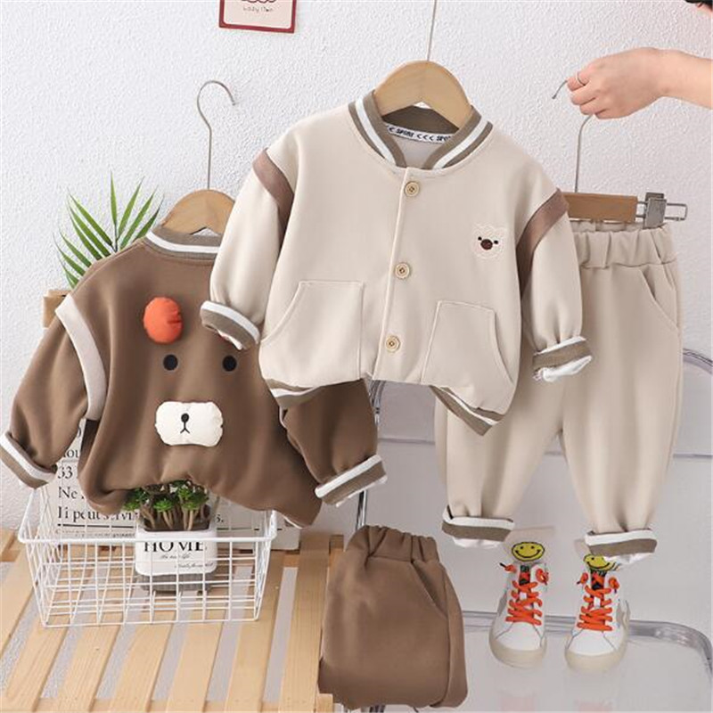 2024 Nuovo completo bambini Trendy 3D Cardigan a maniche lunghe Set da ragazzo in due pezzi Set da ragazzo alla moda