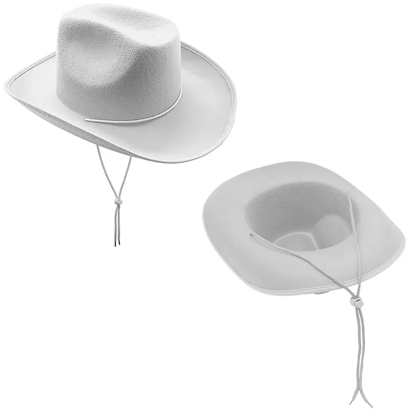 Western  Hats Plain Cowgirl Hats With Adjustable Pull-on Closure Drawstring For Costume Party Wedding Stage Performance