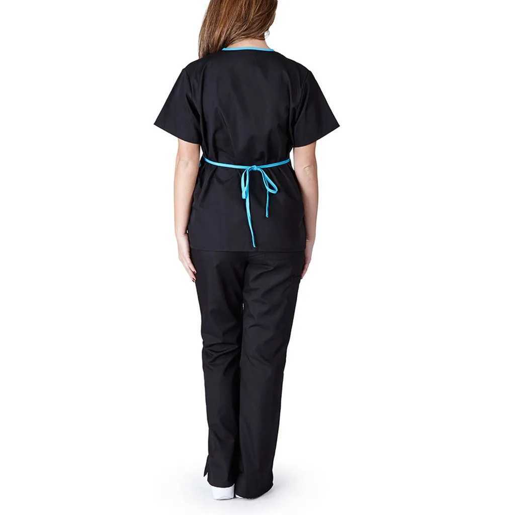 Others Apparel Elasticity Pet Clinic Nurse Uniform Set Workwear Nursing Scrubs Women Short Sleeve Medical Nursing Uniforms Hospitals Suit