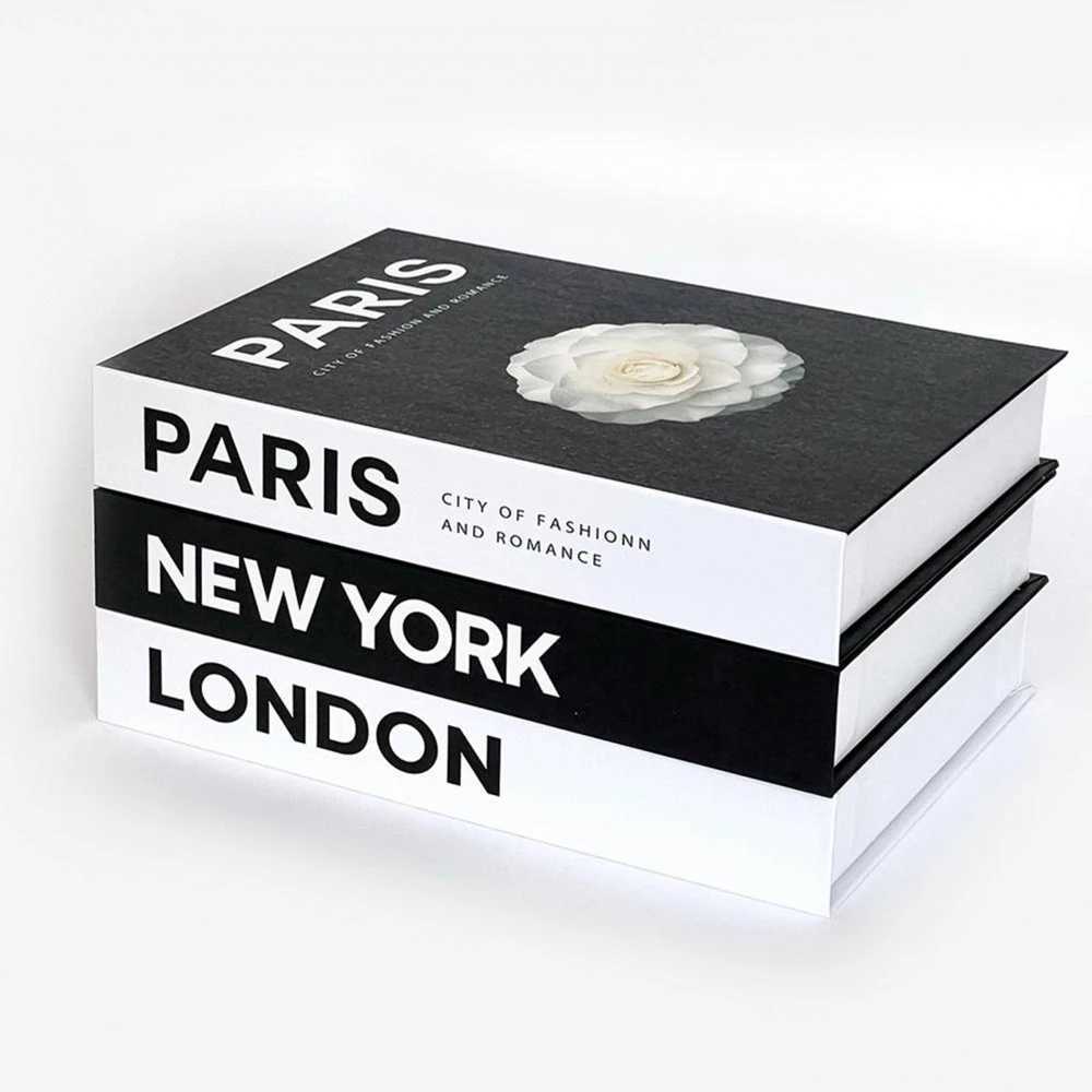 Autres accessoires de décoration de table New York Londres Paris Mode Faux Livre Simulation Stockage Maison Boîte Décorative YQ240129