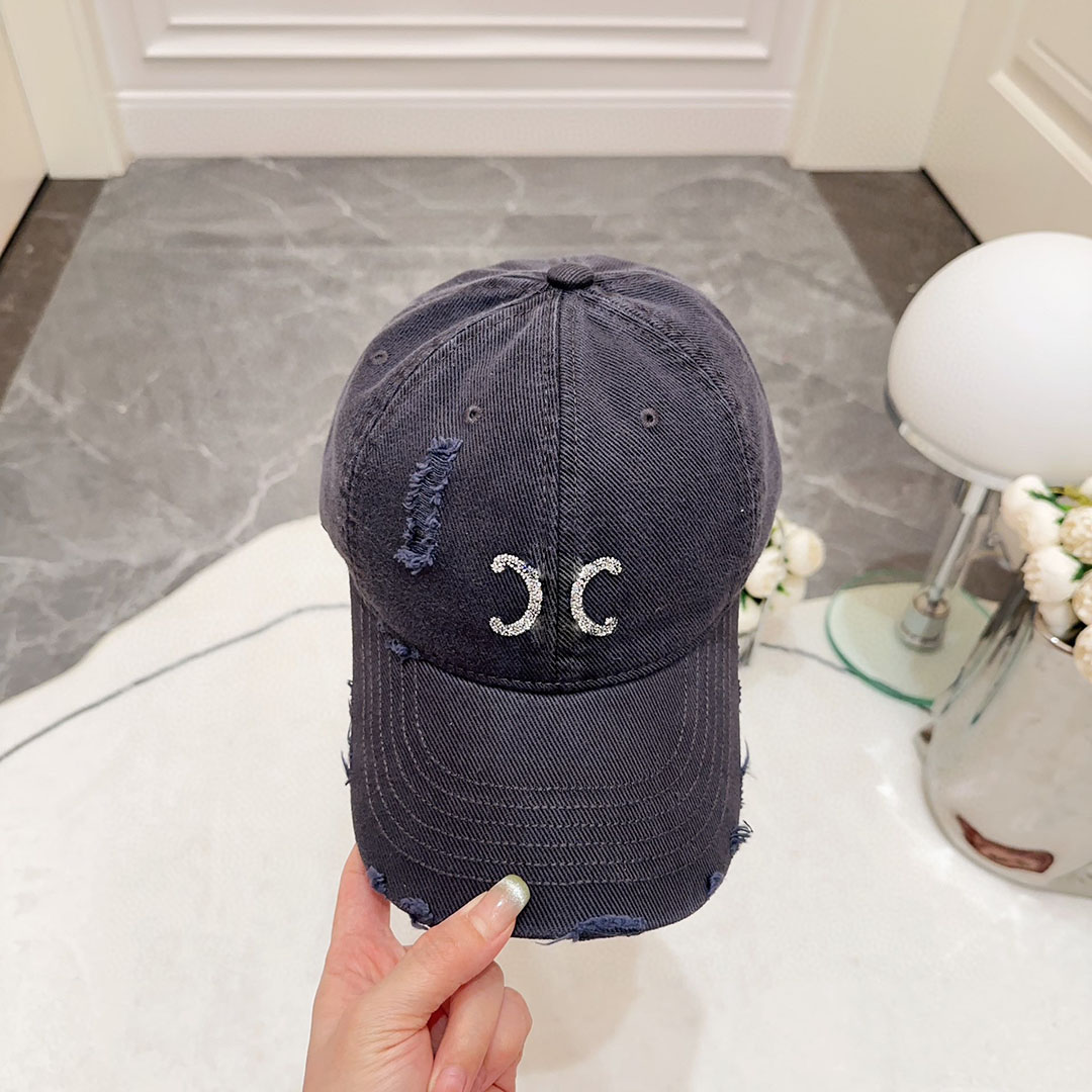 Women's caps letter pattern printed denim hole colorful baseball cap street retro matching designer hat casquette travel photo single item hats