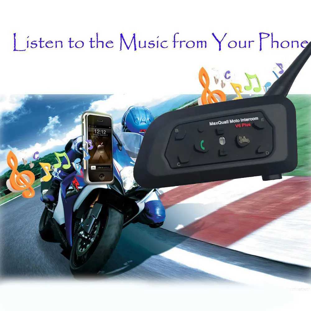 Walkie talkie 2023 Wersja V6 Plus 1200m 6 Riders BT Multi Interphone Bluetooth Intercom Motorcycle Wireless Headsets Zestaw słuchawkowy Hełm Słuchawki YQ240130