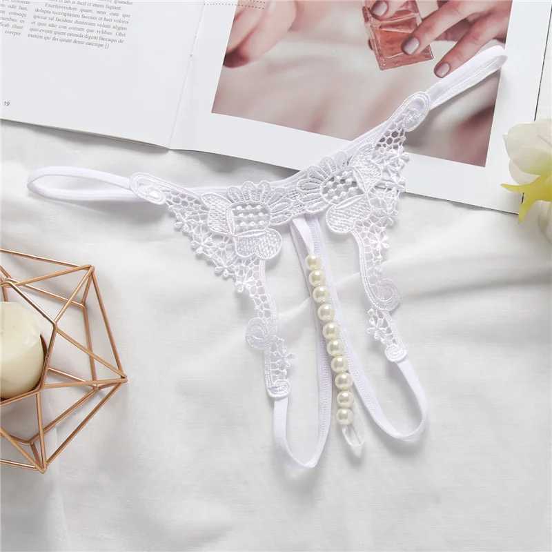 Other Panties Women panties sexy lingerie g-string hong Thin rope Hollow Open file Beaded pearl No trace Breathable Underwears YQ240130