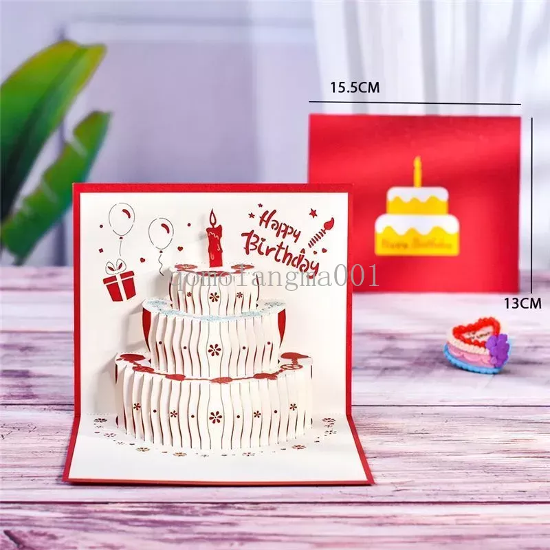 グリーティングカード3Dお誕生日おめでとうケーキポップアップギフト封筒付きのお母さんの手作りギフト