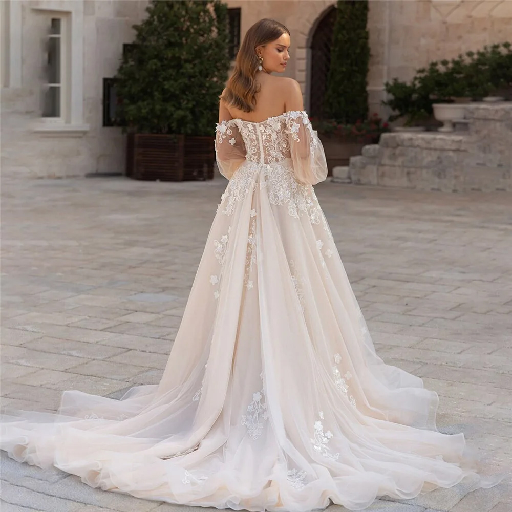 Stunningbride 2024 Abiti da sposa eleganti in pizzo le donne Abiti da sposa con spalle scoperte Sweetheart A-Line Applicazioni senza schienale Custom Made