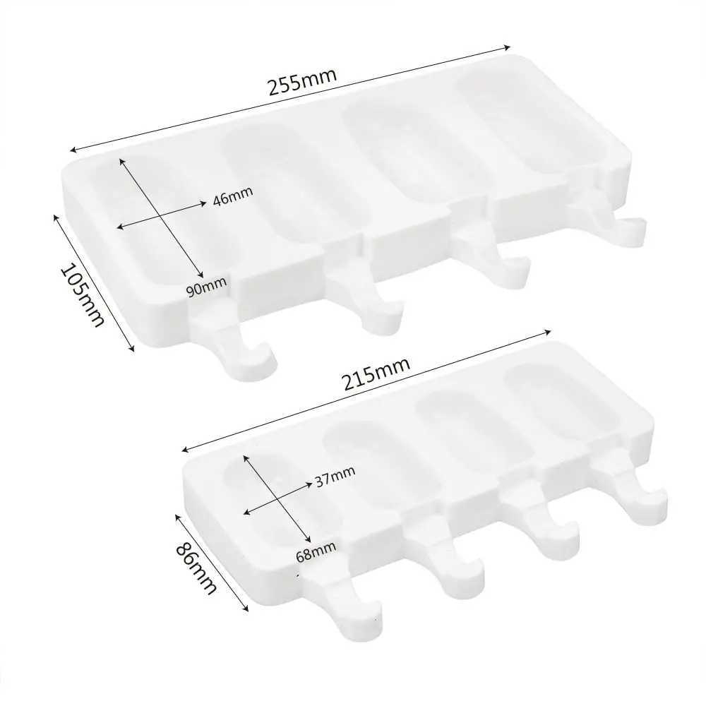 Ferramentas de sorvete DIY Ferramentas Congelar Pudim Bandeja Molde Cubo de Gelo Reutilizável 4 Cavidade Fabricantes de Moldes de Sorvete Moldes de Picolé Silicone Material Grosso YQ240130