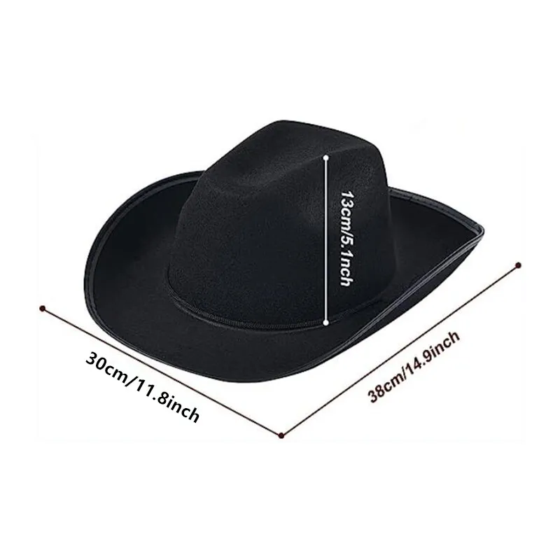 Western  Hats Plain Cowgirl Hats With Adjustable Pull-on Closure Drawstring For Costume Party Wedding Stage Performance