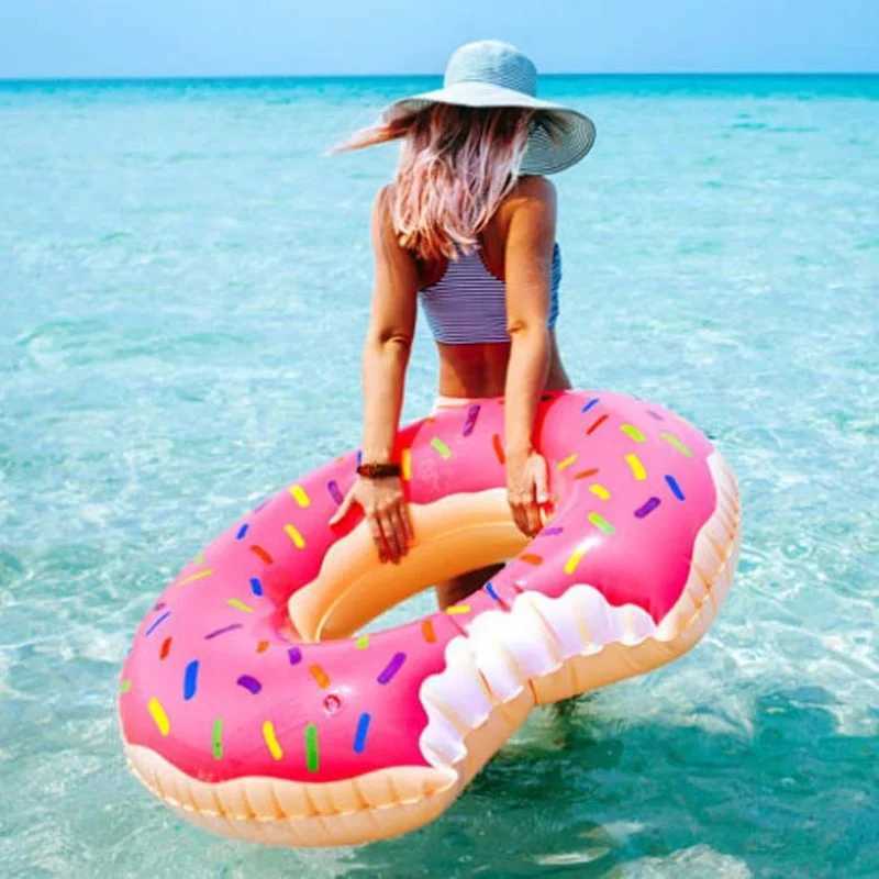 Other Pools SpasHG Inflatable Donut Swimming Ring Giant Pool Float Toy Swimming Pool Float Bathing Pool Toy Party Decoration Bar Coasters YQ240129