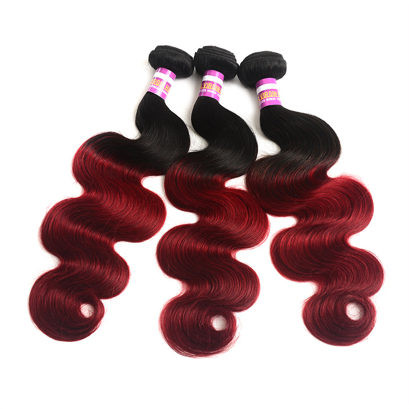 Ombre 1b/99j Brésilien Humain Remy Vierge Cheveux Vague de Corps Cheveux Tisse 100g/bundle Double Trames 3 Bundles