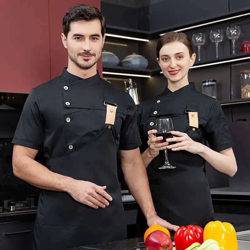 Outros vestuário chef vestido de mangas curtas respirável hotel catering restaurante cozinha roupas de trabalho homens e mulheres personalizado verão cozimento