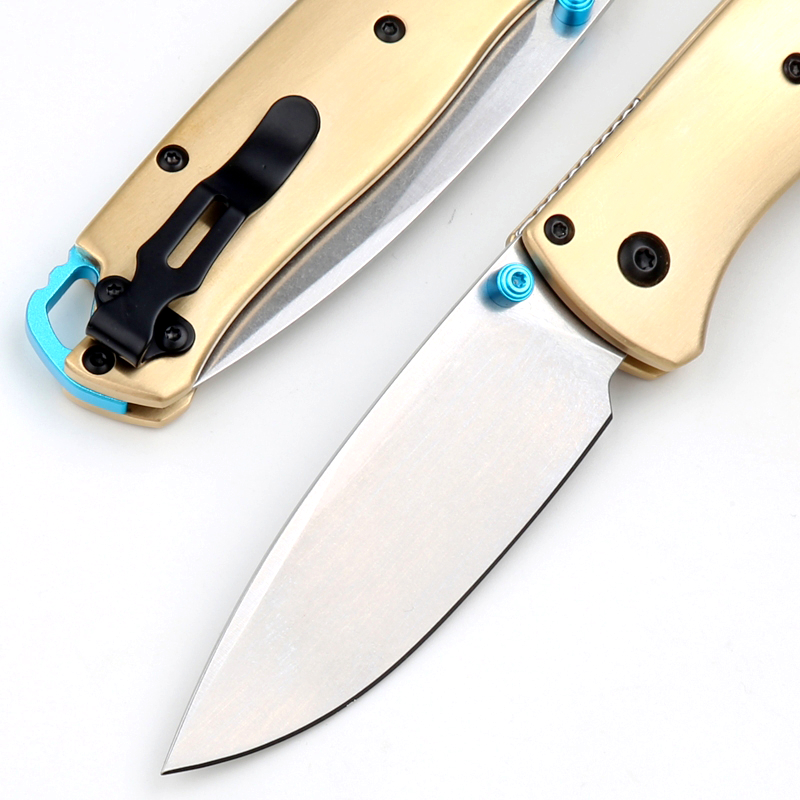 Coltello pieghevole tascabile CB535 S90v Stone Wash Drop Point Lama Manico in ottone Escursione di campeggio esterna Coltelli EDC con borsa in nylon