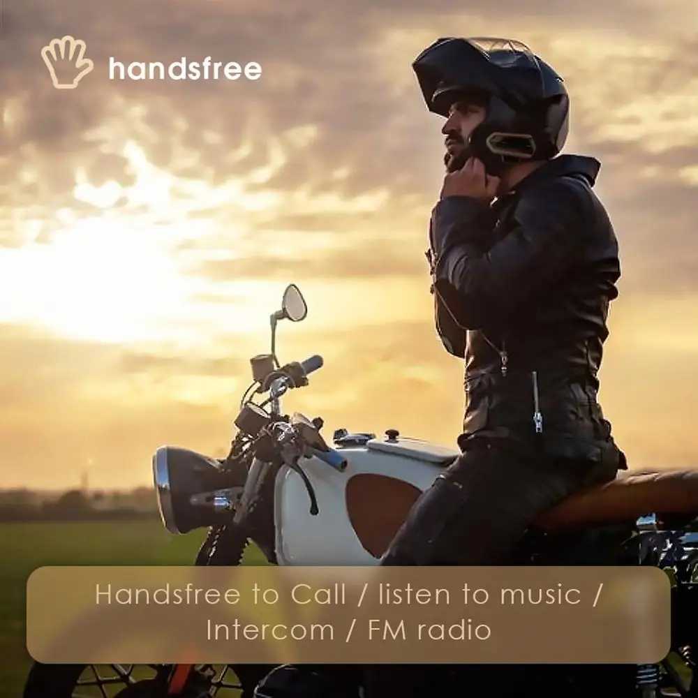 Walkie Talkie Motorcycle Helmet Headset Intercom Wireless Bluetooth-Compatible Interphone Handsfree Waterproof FM Radio Headphone QTBE6 YQ240130