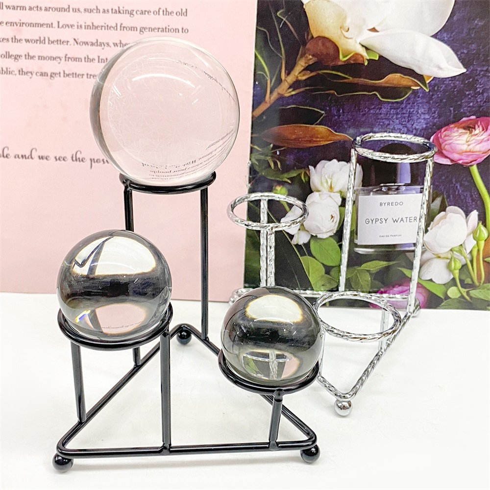 High Quality Metal Black Three-height Shelf Crystal Ball Pedestal Healing Quartz Chakras Reiki Home Decoration