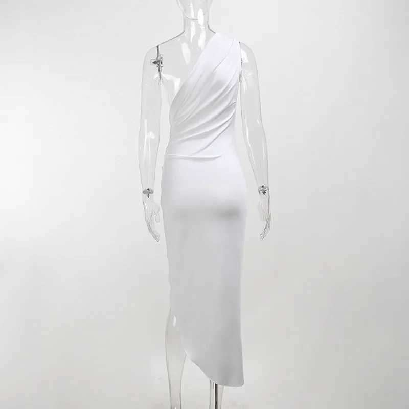 Podstawowe sukienki swobodne Melphieer 2023 Jedno ramię asymetryczna czarno -biała sukienka plażowa sukienka midi plażowa damska bikini sukienka plażowa J240130