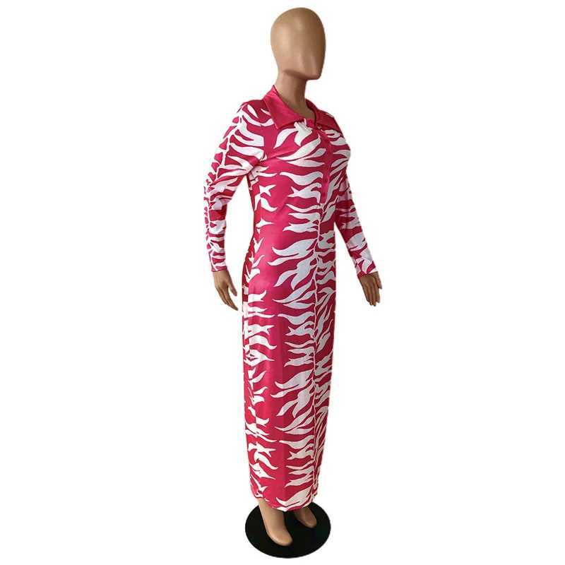 Robes décontractées de base Robe sexy pour femmes, grande taille, robe à manches longues imprimée rose, robe élégante pour femmes, vente en gros, expédition directe J240130