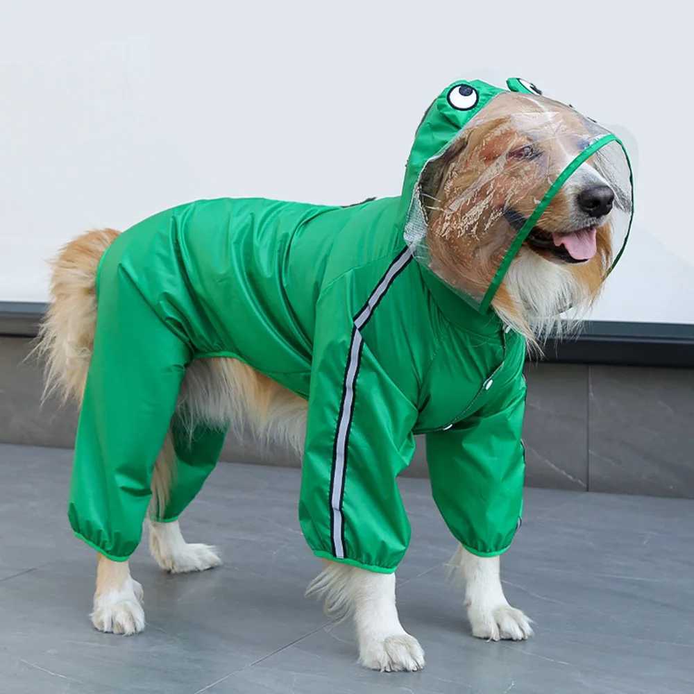 Abbigliamento cani Costume impermeabile cani a forma di dinosauro rana cani di taglia media e grande Tuta impermeabile animali domestici Giacca antipioggia cani Labrador