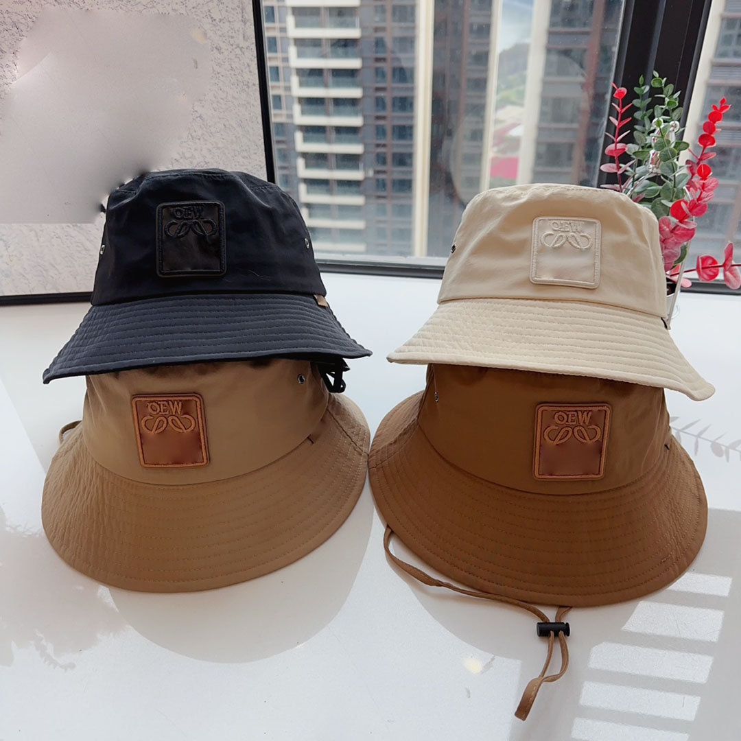 Women's New Designer Bucket Hat Hundred Letter Embroidered Solid Colorful Men's High Quality Drawstring Inner Breathable Mesh Wide Brim Hats Bucket Checkered