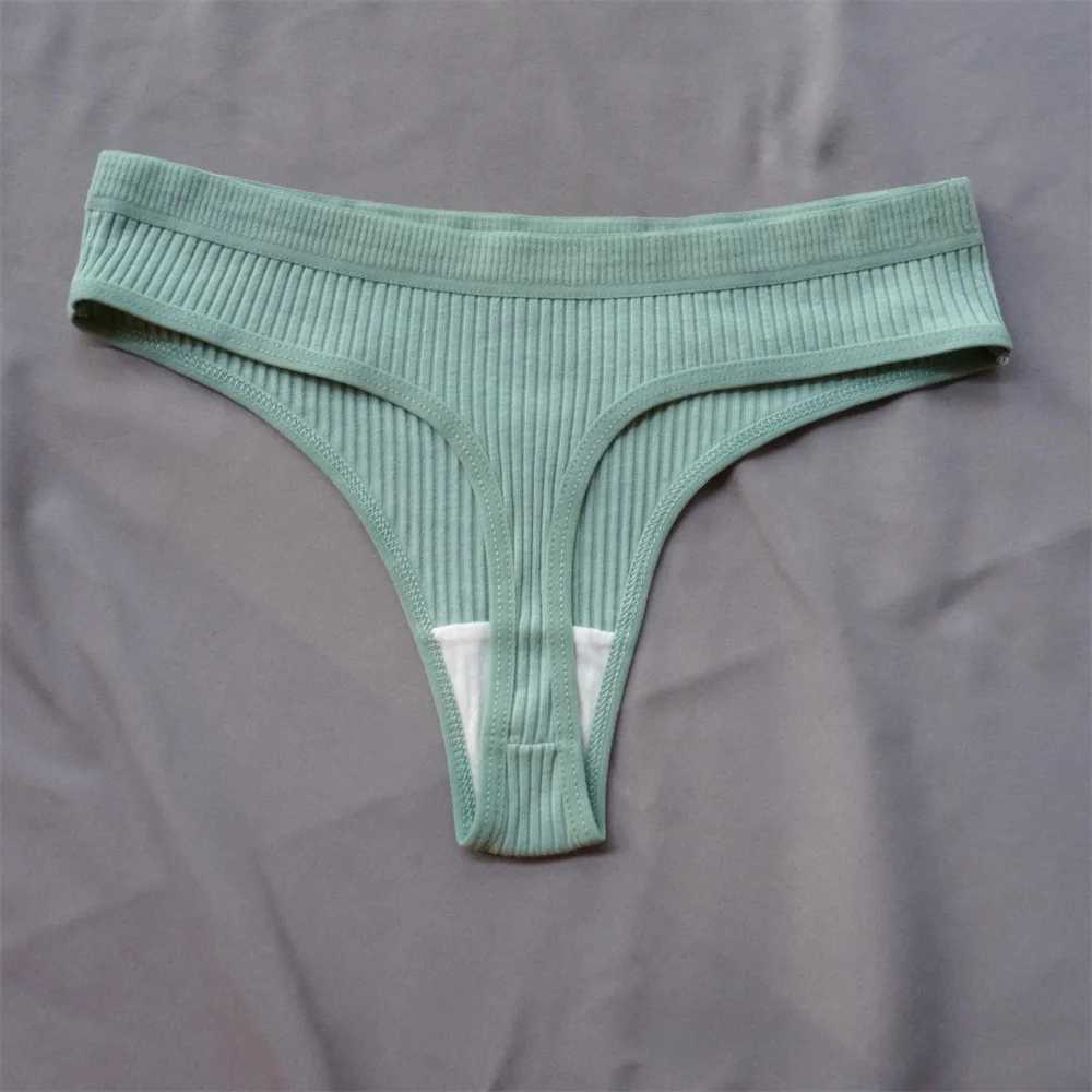 Altre mutandine 3 pezzi Perizoma in cotone a coste senza cuciture da donna Perizoma bikini a vita bassa da donna semplice Intimo sportivo ragazze Taglie forti YQ240130