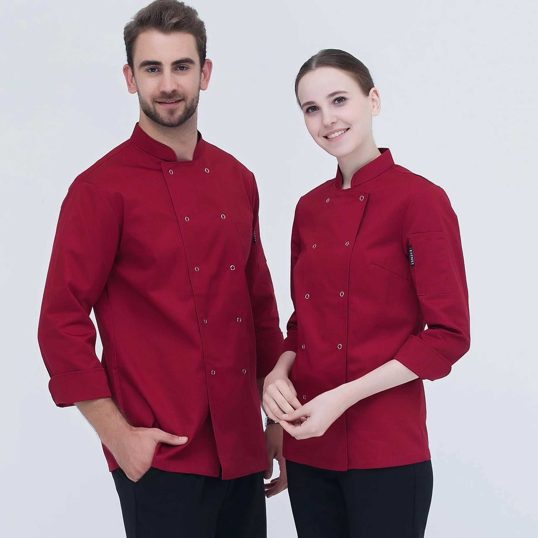 Autres vêtements Veste de chef à manches longues unisexe hommes femmes restaurant hôtel cuisinier manteau cuisine vêtements serveur boulanger uniforme