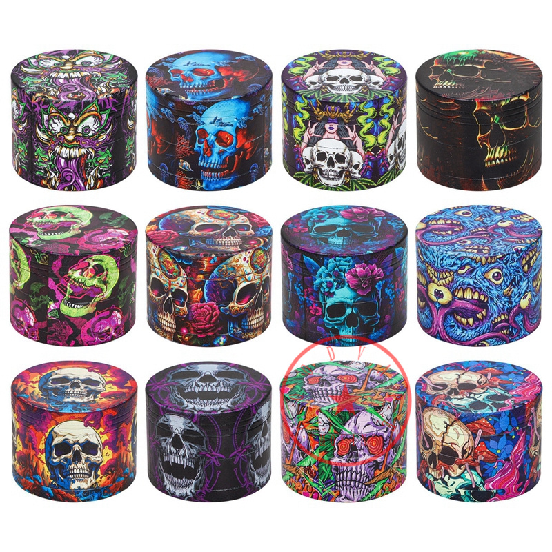 Colorful Zinc Alloy Smoking Skull Ghost Head Portable Dry Herb Tobacco Grind Spice Miller Grinder Crusher Grinding Chopped Muller Cigarette Pipes Holder