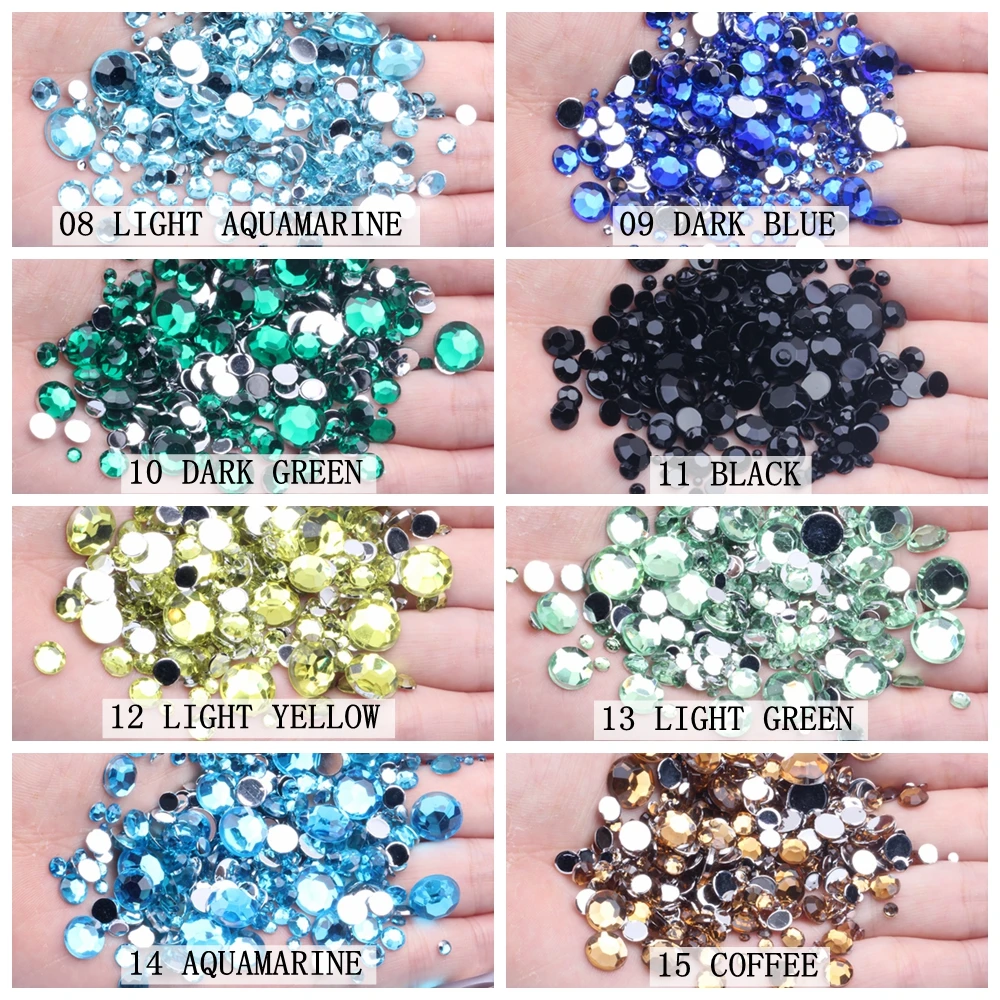 Cloisonne 4mm Acrylic Rhinestones Flat Back Flat Facets Many Colors for Nails Art Glue on Beads Diy Jewelry Making