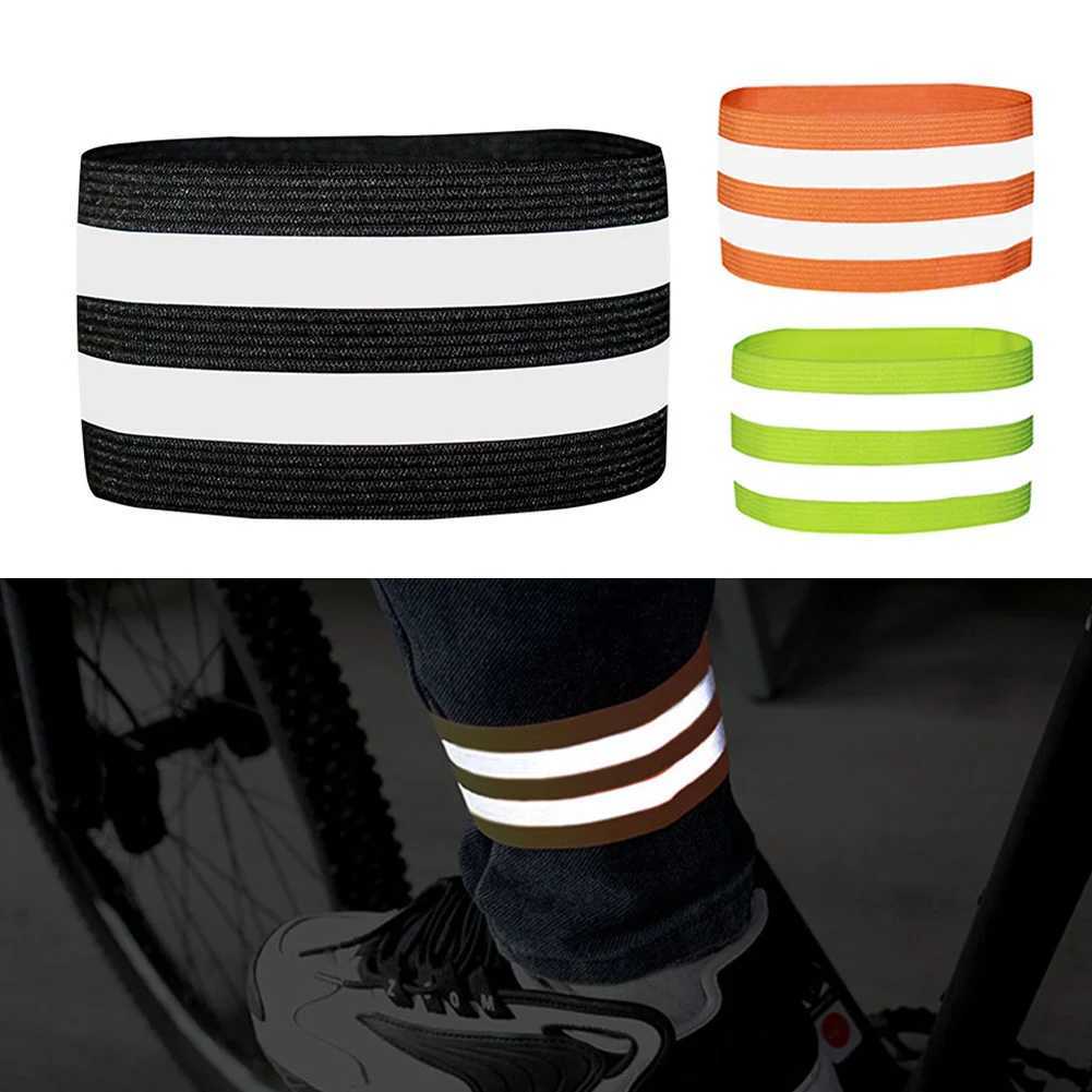 Women's Leggings Leg Pants Clip Strap Belt Road Vehicles Running Safety 35*5cm Bicycle Bike Polyester+Rubber Reflective Black/Green/Orange YQ240130