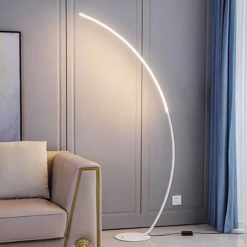 Vloerlampen Moderne LED-kunstvloerlampen Thuis Binnen Woonkamer Zwart Wit Vloerlampen Dimbaar Afstandsbediening RGB Slaapkamer Foyer Decor Hoeklamp YQ240130