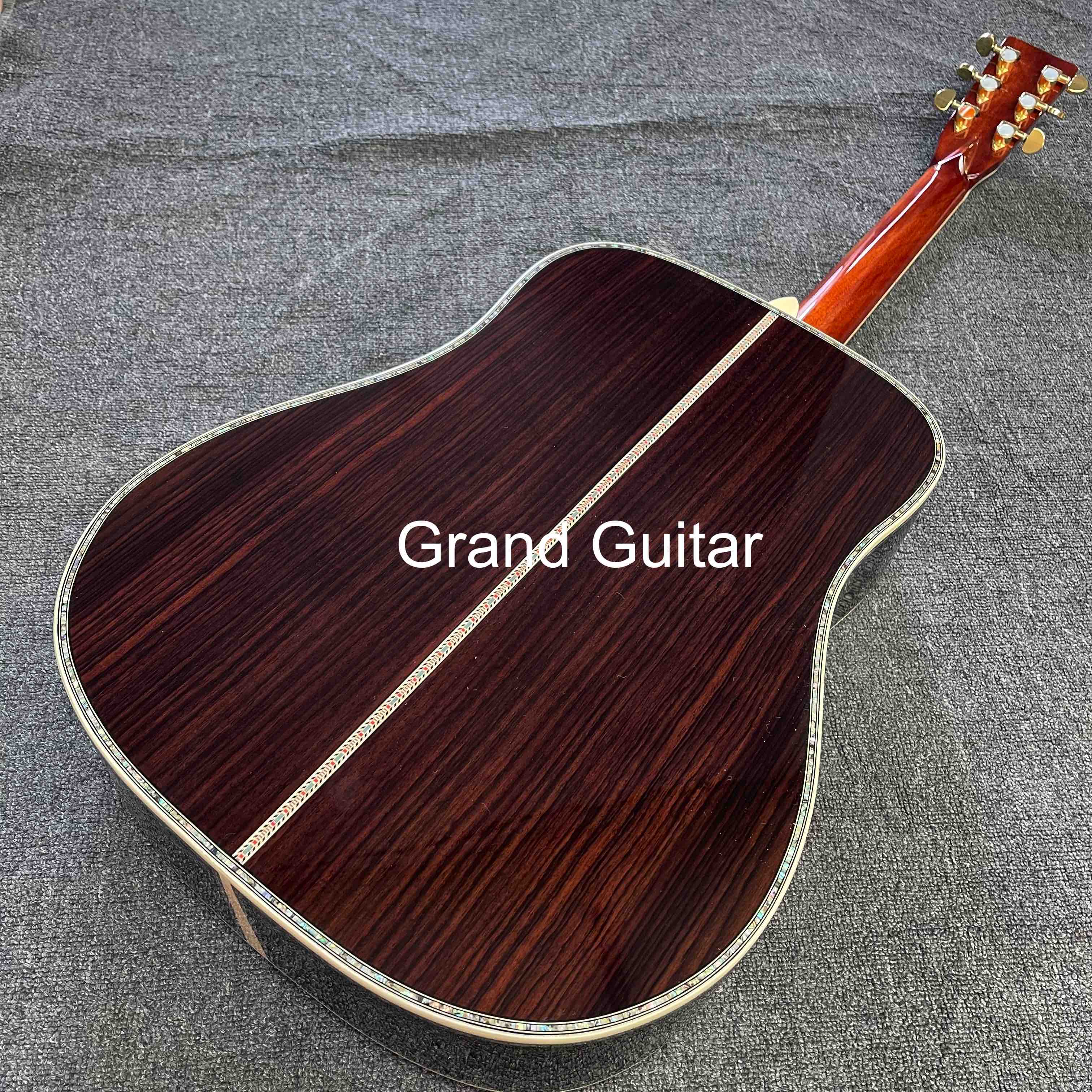 Anpassad solbrastfast trä dreadnought D-45AA akustisk gitarr en dator nacke