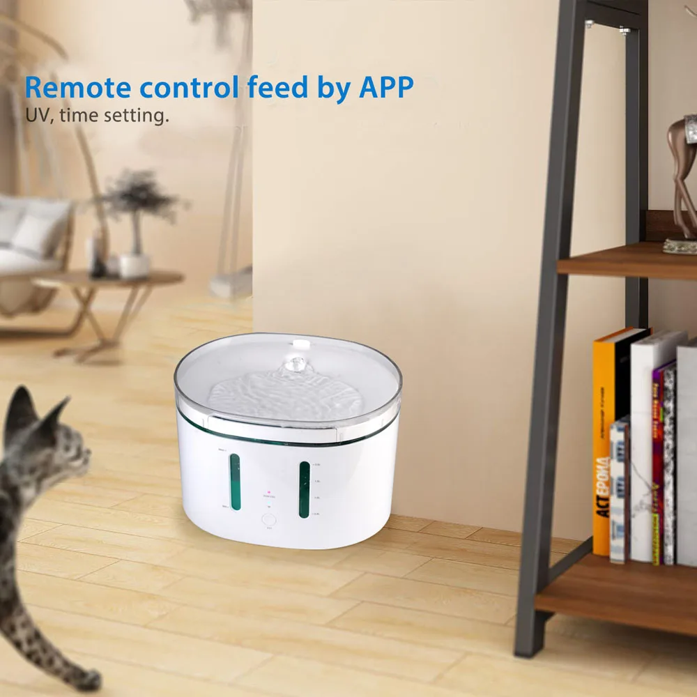 Alimentadores Tuya WiFi Cat Water Dispenser 2.5L Automático Pet Water Feeder Cães Gatos APP Controle Auto Circulação Filtro Bebedouro