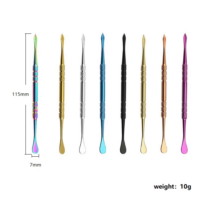 metal rainbow silver wax dabber tool smoking accessories long dabber tools single spoon stainless steel shovel scoop dry herb for banger nail bongs water pipes