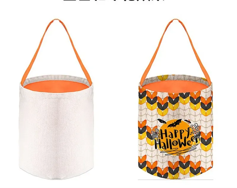 Sublimation Easter baskets Santa Sacks Bag Halloween Basket with colorful handle and colorful inside christmas Bags for Storing Stuffers or Decorations DIY