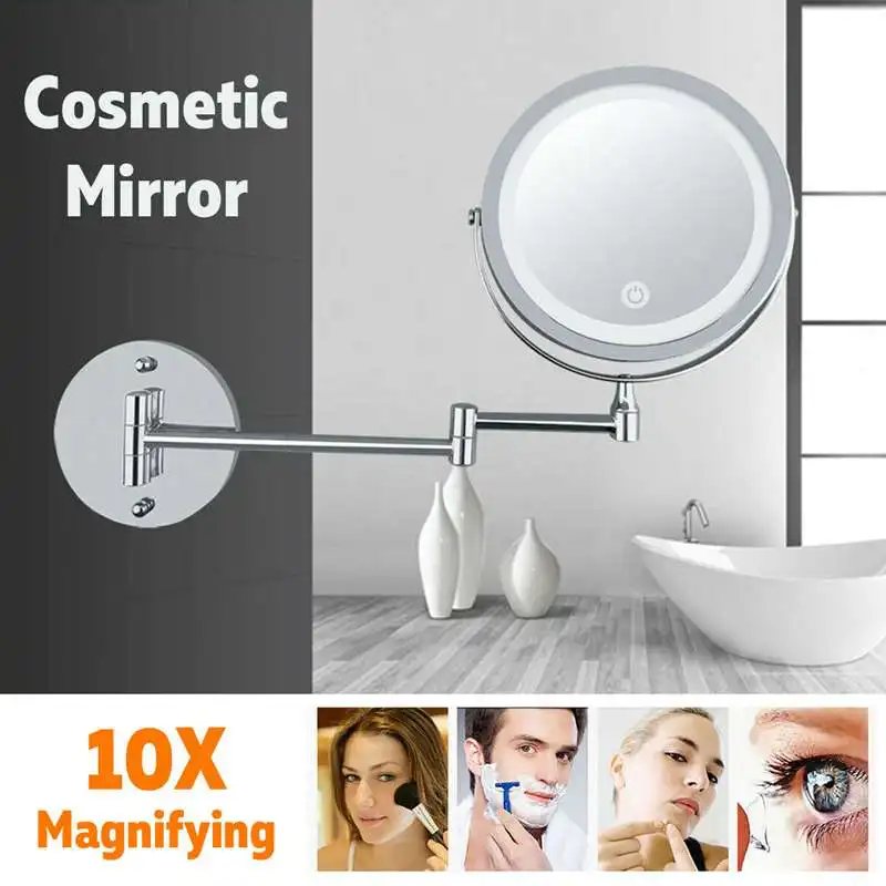 Mirrors Led 10x Magnifying Makeup Shaving Vanity Mirror Bathroom Wall Mount 360°