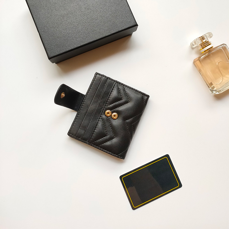 Designer New G Card Plånbok för kvinnor Luxury Card Holder Fold Wallet Black Bag Card Plånbok Upptäck det senaste i Fashion Bags Coin Purse med original Box