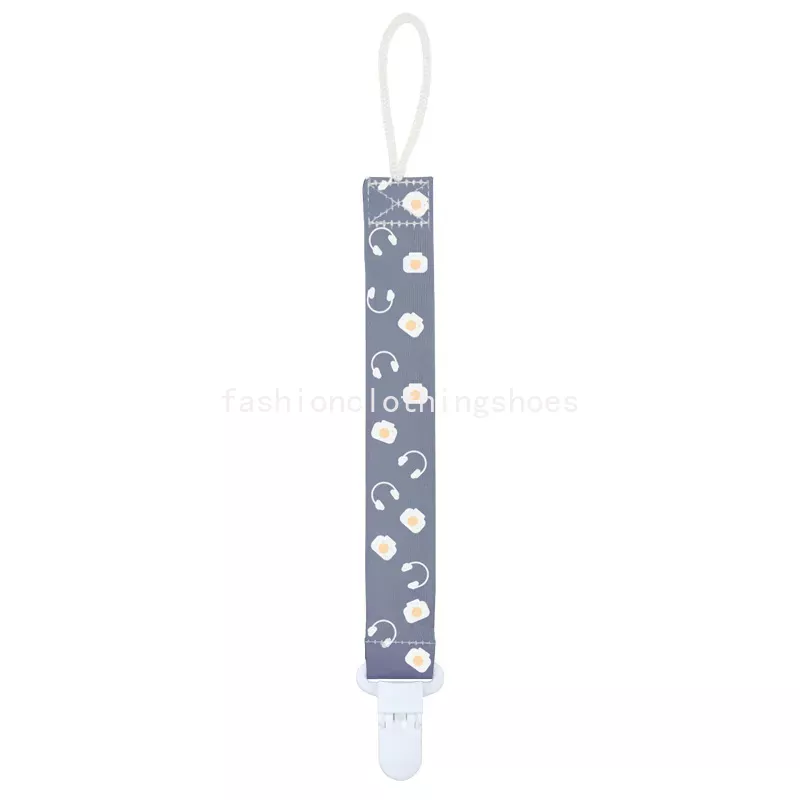 2024 Baby Pacifier Clip Cartoon Print Polyester Plastic Clasp Dummy Chain Nipple Holder for Infant Soothers Teether Pendant Toys