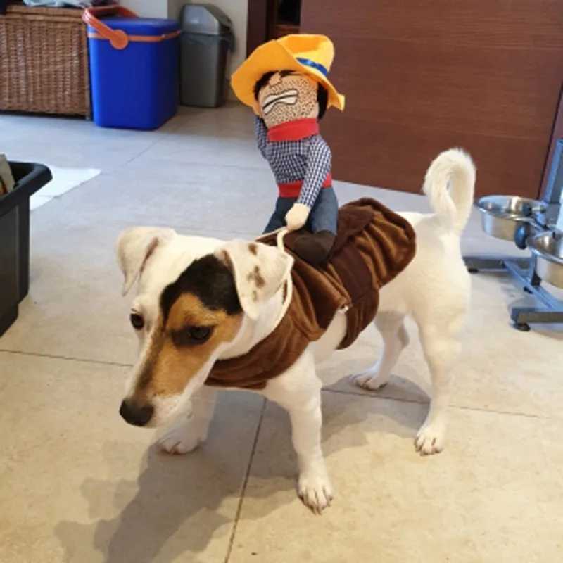 Hundkläder Dog Halloween Costume Cowboy Rider Doll Costume For Dogs Knight Style Funny Clothes Dog Christmas kostymdräkt Dräkt