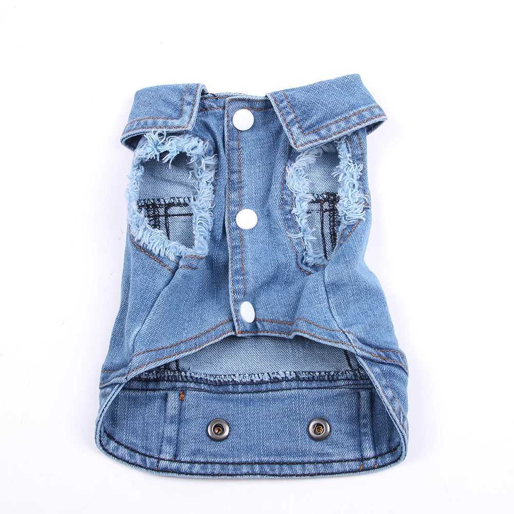 Hondenkleding XKSRWE Honden en katten Jean Jacket Vest Pootafdruk Pet Puppy Denim Jas Lente/Herfst Kleding Kleding 6 maten