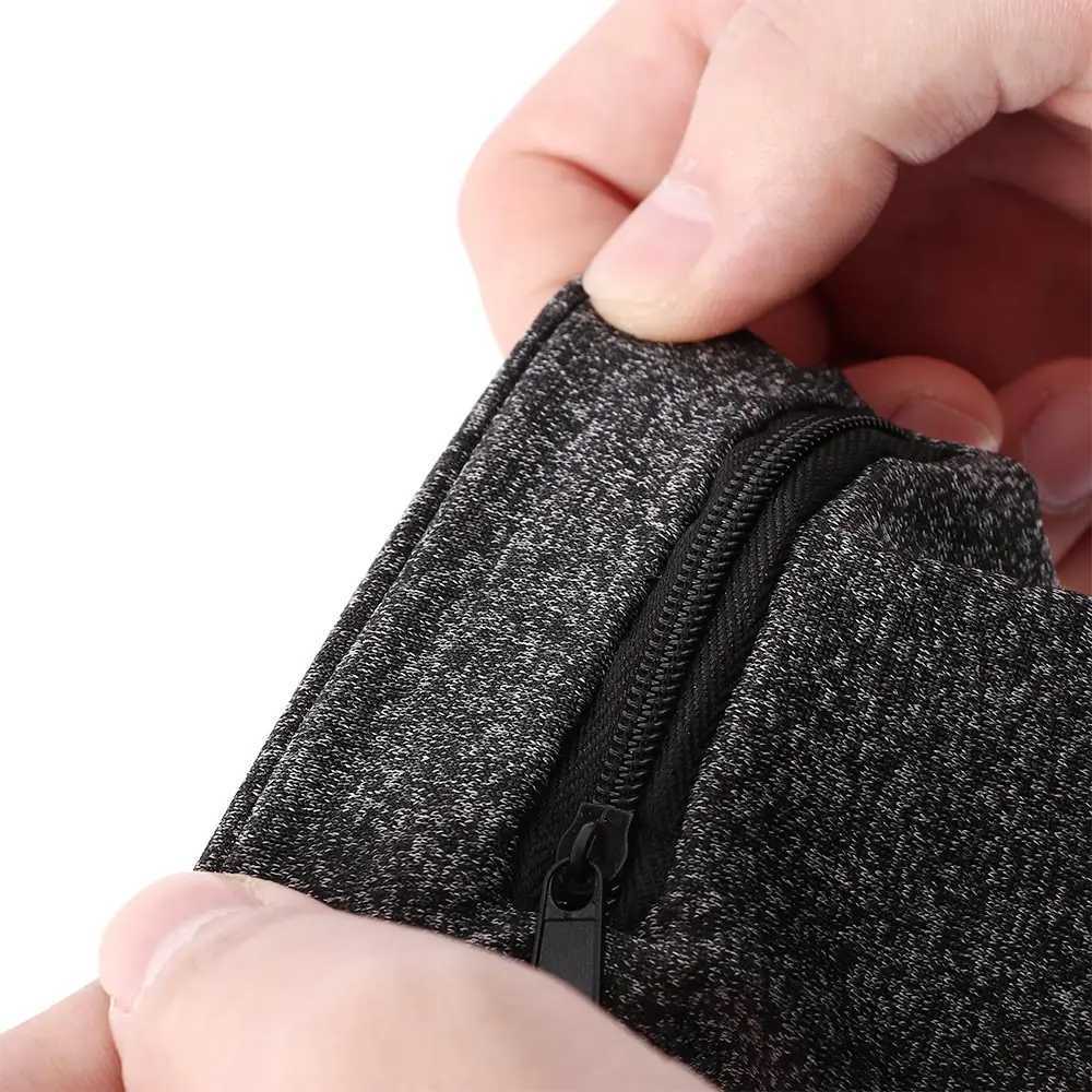 Wrist Support Man Wrist Wallet Pouch Band Fleece Zipper Running Gym Cycling Safe Sport Wrist Band Bag Coin Key Storage Lightweight Gray Black YQ240131