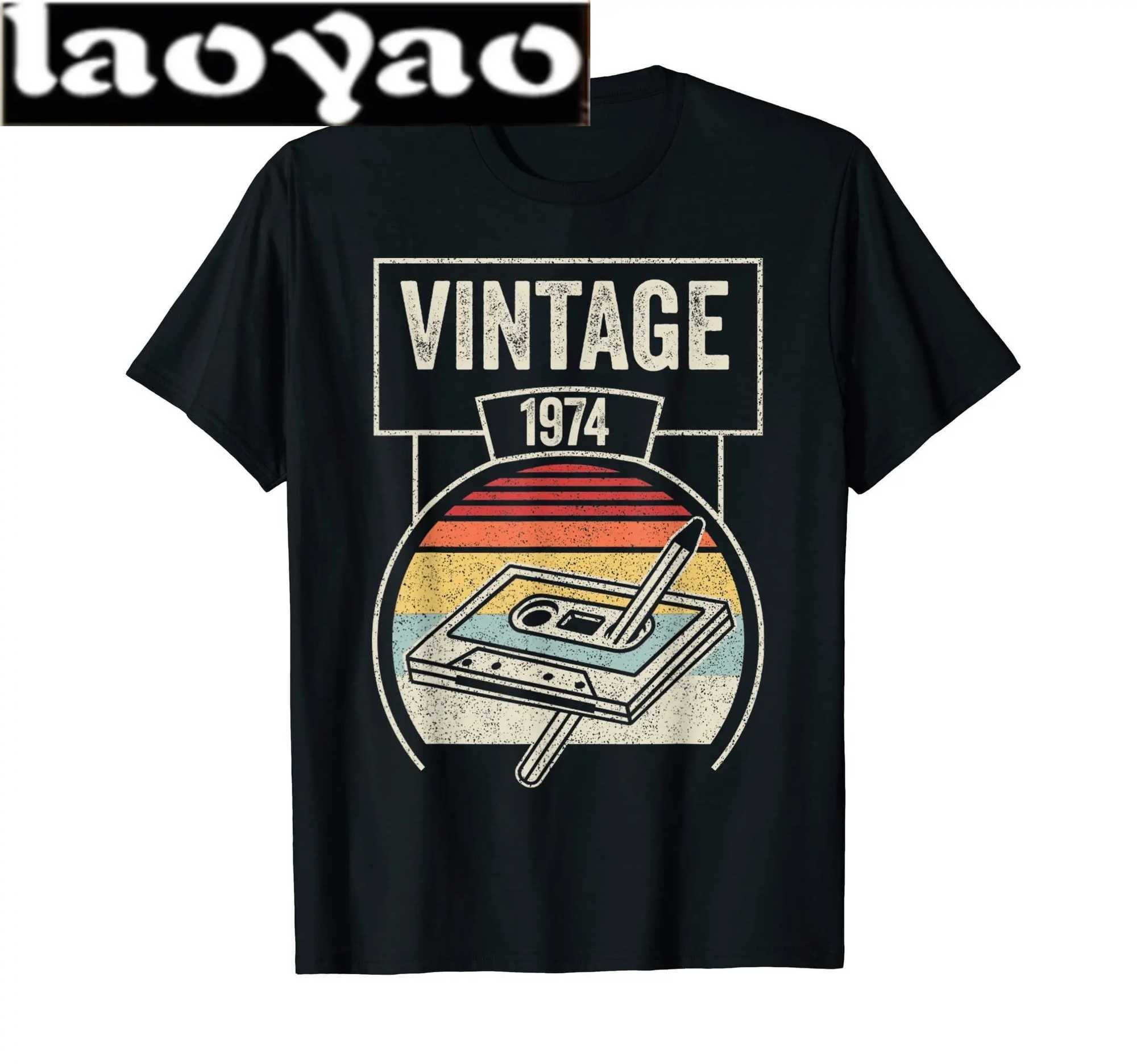 T-shirt da uomo Classic Vintage Nato nel 1974 Stile retrò anni '70 Compleanno Anno Tshirt Uomo Donna T-shirt unisex Tops Streetwear Comfort Summer Tee