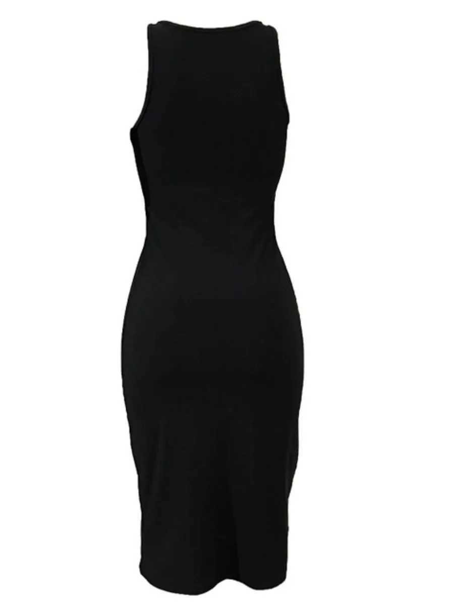 Robes décontractées de base LW SXY grande taille été robe à col bas imprimé soutien-gorge serré sans manches débardeur Mini robe de Club J240130